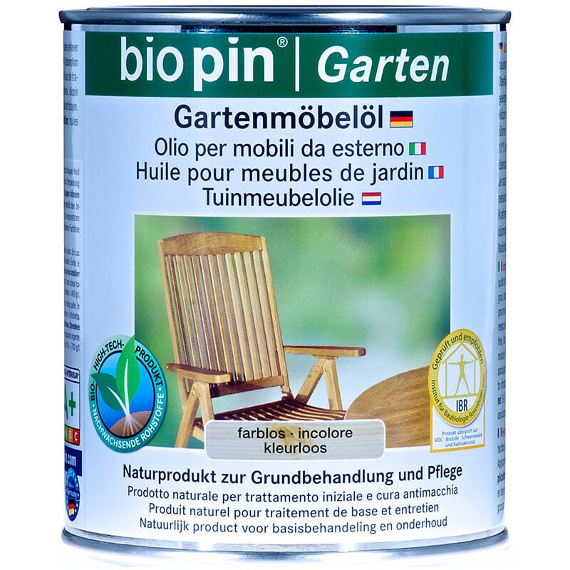 Biopin - Huile pour meuble de jardin Pot de 0,75L incolore