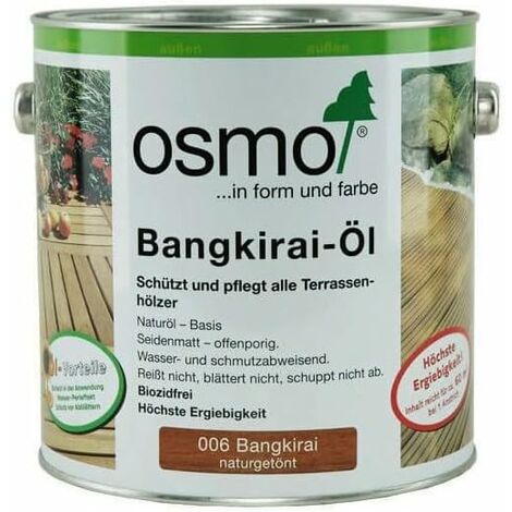 Huile pour terrasse 0,750 L – Protection durable contre intempéries et UV – Pour bois dur – Couleur Bangkirai clair – Osmo