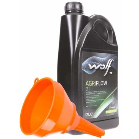 Huile synthèse 2 temps Wolf 2L avec entonnoir