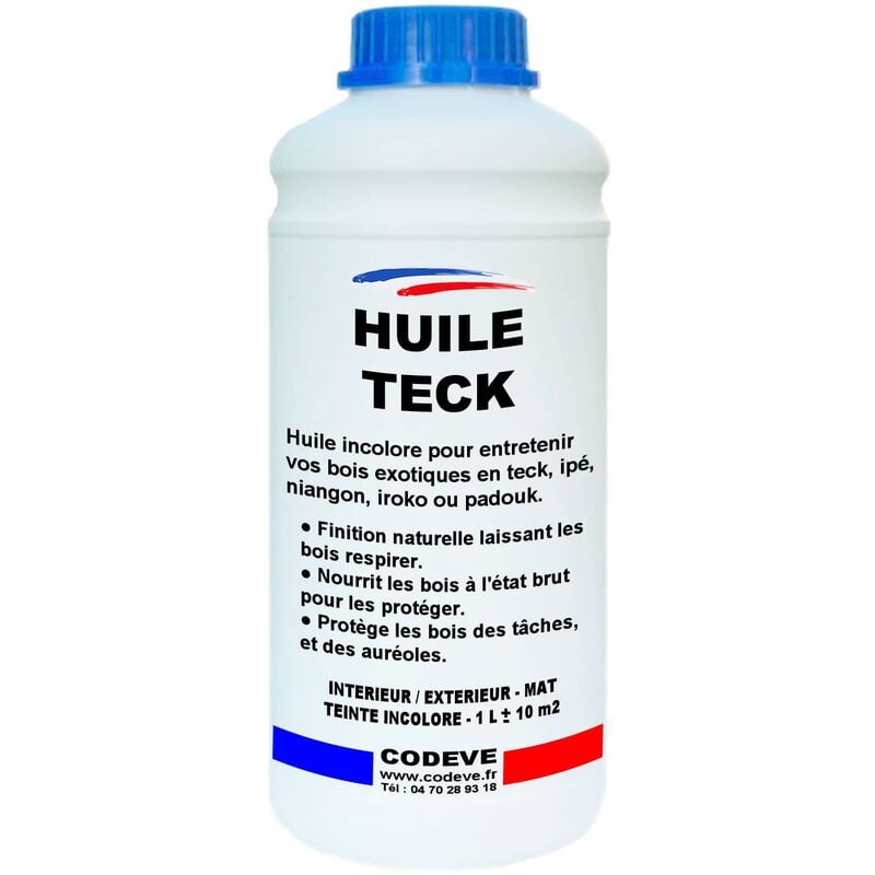 Codève Bois - Huile Teck - 1 l - Codeve Bois - Incolore Pour La Protection D'un Meuble De Jardin, Sol Ou Terrasse Teck.