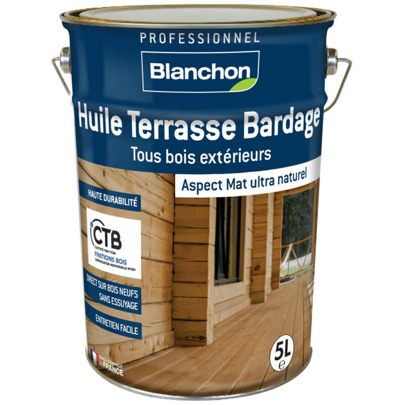 Blanchon - Huile terrasse bardage 5L bois naturel aspect mat