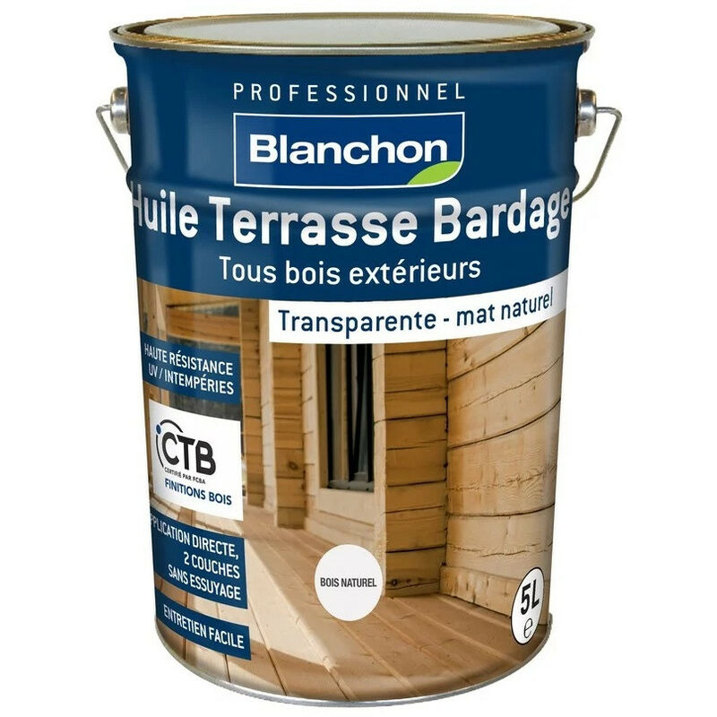 Blanchon - Huile terrasse bardage 5L bois grisé mat ultra naturel