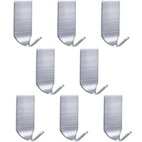 Huit crochets muraux robustes en acier inoxydable étanche, adaptés pour suspendre peignoirs, serviettes, clés, sacs, guirlandes lumineuses de Noël, et pouvant également être utilisés dans la cuisine e