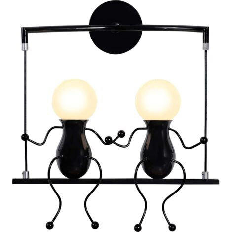 Humanoïde Créatif Lampe Murale Moderne Applique Murale Simple Lampe de Mur Art Déco Max 60W E27 Base Fer Titulaire pour Chambre, Chevet, Couloir, Restaurant, Cuisine [Classe énergétique F]