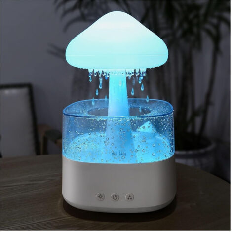 Humididificateur Pluie Diffuseur Diffuseur Huile Essentielle Aromathérapie Avec 7 Lumières
