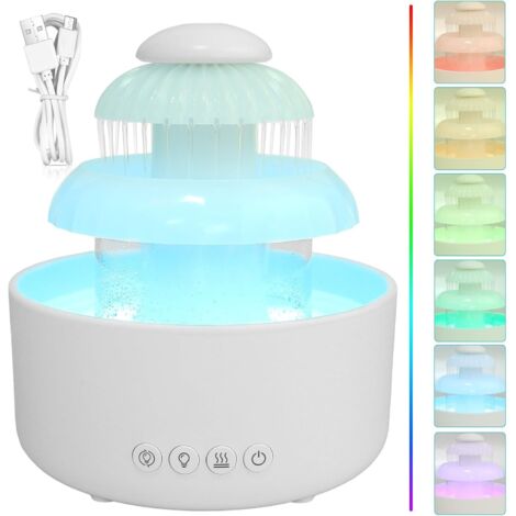 Humidificador Cloud Rain de 600 ml, humidificador Cloud Rain con lámpara de 7 luces de colores y apagado automático, humidificador Cloud Rain para la relajación del sueño en la oficina familiar
