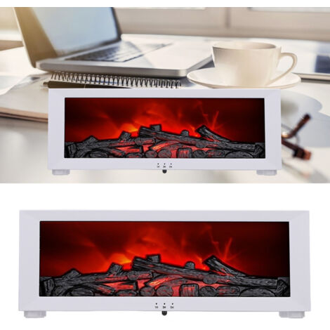Humidificador con efecto llama 3D, varitas de incienso con efecto llama, lámpara ambiental, temporizador, puerto USB, funcionamiento silencioso, carcasa de ABS blanco, 150 ml, 26 cm x 10 cm x 10 cm, 1