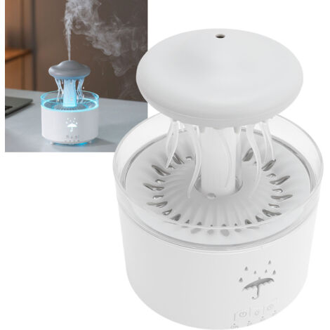 Humidificador de 300 ml con efecto de lluvia giratoria, difusor de aromaterapia silencioso con luz nocturna, 7 colores, temporizador y mando a distancia.