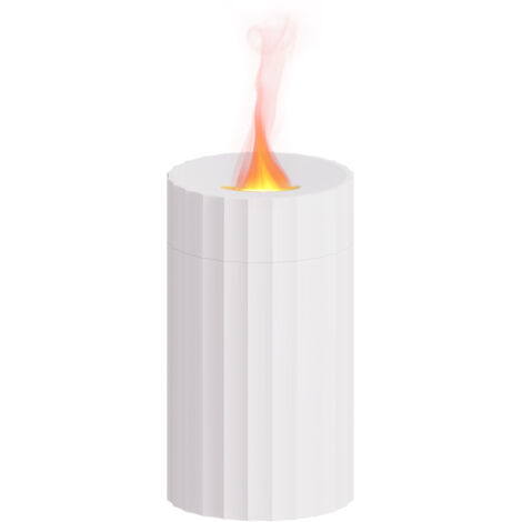 Humidificador de aceites esenciales con llama, capacidad de 100 ml, 7 colores de luz a elegir, tamaño portátil, apagado automático: la opción ideal para humidificar y perfumar tu hogar. Blanco.