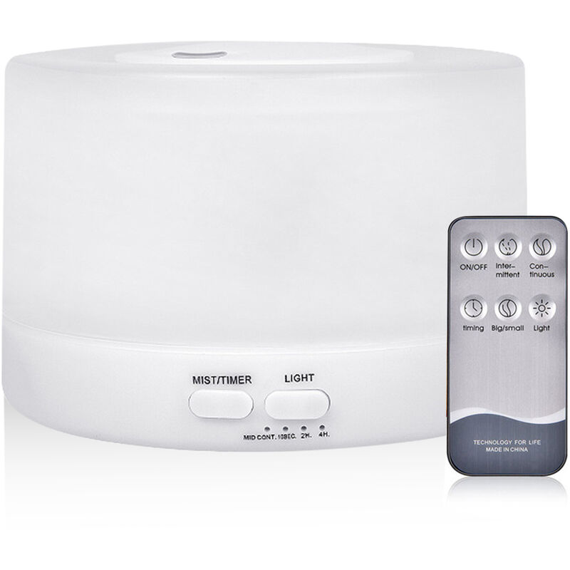 

Humidificador de aire acustico ultrasonico de 500 ml, difusor de aroma, fabricante de niebla, con controlador,blanco, enchufe de la ue