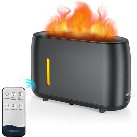 Humidificador de llama, humidificador de aire de 240 ml, 3 temporizadores y brillo ajustable, difusor de aceites esenciales, control con control remoto para oficina en casa, dormitorio, inodoro