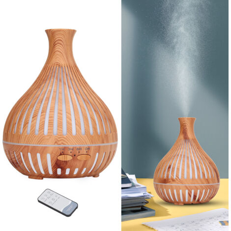 Humidificador de mesa de 400 ml con aceites esenciales, 7 luces LED de colores, mando a distancia, extremadamente silencioso (35 dB), apagado automático.