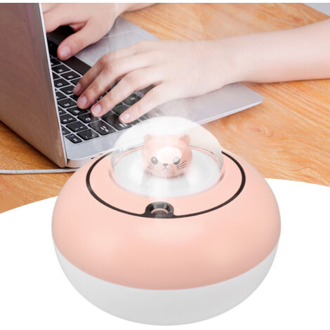 Humidificador de mesa miniatura con forma de gato, USB, ABS, portátil, automático, rosa.