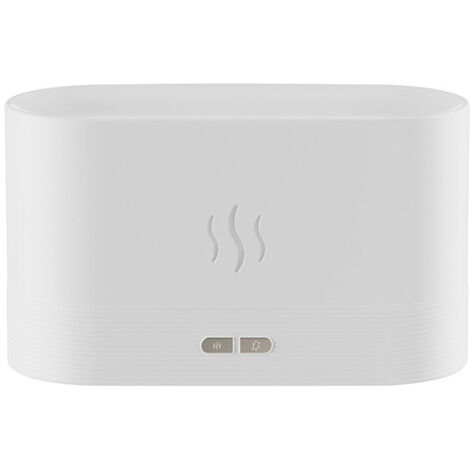 Humidificador de perfume, humidificador ultrasónico con iluminación LED, simulación de llama colorida, máquina de fragancias, USB (blanco)