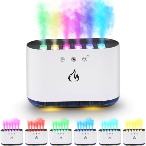 Humidificador difusor de aceites esenciales con aroma a llama, 7 colores de llama, patrón de sonido dinámico para el hogar, el dormitorio, el yoga, la oficina, con protección de apagado automático