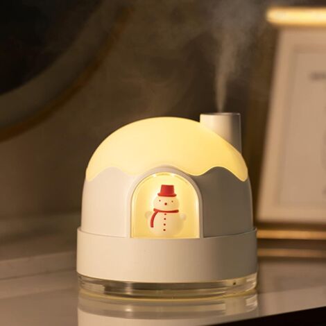 Humidificador Mini Casa de Nieve – 350 ml, Vapor Frío, Luz Nocturna, Ultra Silencioso, Decoración Invernal, Regalo Mágico para el Día de la Madre