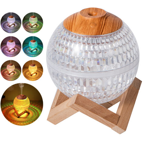 Humidificador mini con forma de bola de cristal: niebla nano silenciosa, luz nocturna RGB, apagado automático después de 6 horas, base USB-C, regalo mágico para el Día de la Madre.