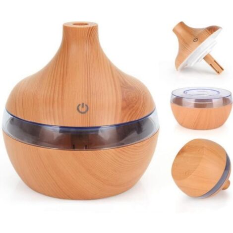 Humidificador multifuncional de aceites esenciales de aromaterapia con luces LED de colores cambiantes, color marrón rojizo