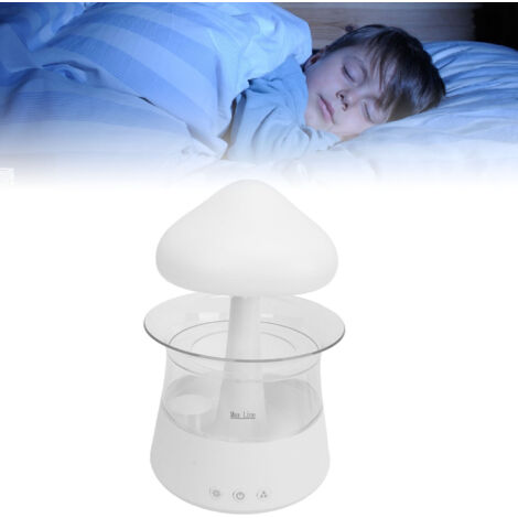 Humidificador Nube de Lluvia Difusor de Aromaterapia con Forma de Hongo 300 ml, ABS 7 Efectos de Luz Cambiantes USB