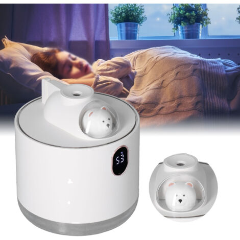 Humidificador para coche con luz nocturna, puerto USB, capacidad de 500 ml, carcasa de ABS blanca, modelo de coche