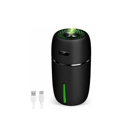 Humidificador para niños con dos modos de pulverización, silencioso, con luces LED de 7 colores, portátil, USB, para el hogar, 200 ml (negro)