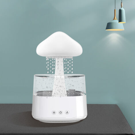 Humidificador portátil con función de nube de aroma – Diseño creativo con 7 LED y mando a distancia, ideal para el hogar, la oficina o los viajes (Blanco o Marrón, 26 x 16 x 16 cm)