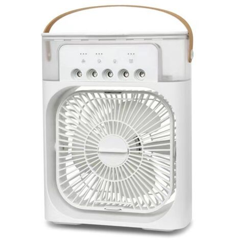 Humidificador portátil USB 4 en 1 pequeño y silencioso con función de pulverización de agua, luz LED de 7 colores y 3 velocidades (blanco).