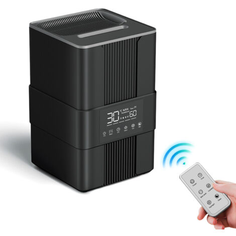 Humidificador ultrasónico para uso doméstico con efecto llama, capacidad de 3,5 L, 3 modos de niebla, control inteligente de humedad y mando a distancia, negro o blanco, ABS.