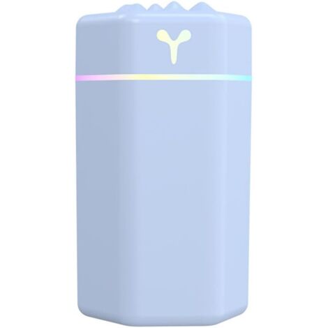 Humidificador ultrasónico pequeño, silencioso y alimentado por USB humidificación silenciosa apagado automático inteligente ideal para el dormitorio y la oficina (azul).