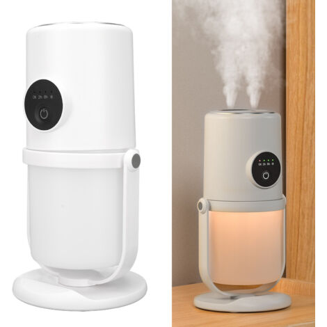 Humidificador USB silencioso y recargable con función de vapor, 300 ml – para oficina, hogar y viajes, blanco