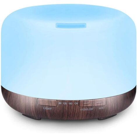 Humidificateur 500 ml ultrasonique, télécommande LED 7 couleurs aromathérapie