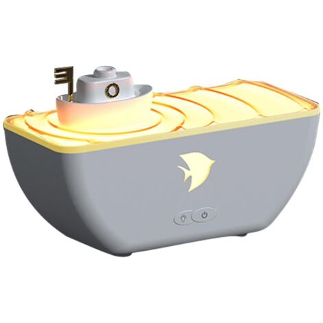 Humidificateur à brume fraîche, humidificateur de bureau design bateau, humidificateur silencieux avec lumières, humidificateur à lumière 7 couleurs, 20 x 12,4 x 8,8 cm