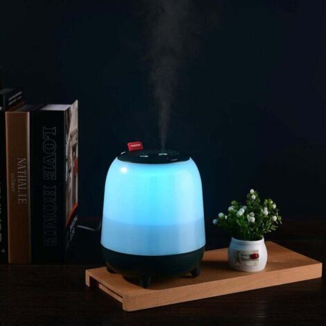 Humidificateur à double atomiseur, capacité de 1,5 litre, éclairage automatique, veilleuse, caméra frontale, fonctionnement silencieux et arrêt automatique.