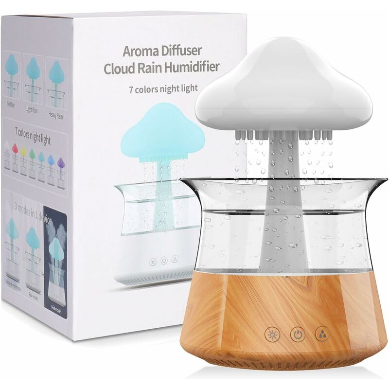 Humidificateur à nuages, diffuseur d'huiles essentielles avec lumières led 7 couleurs, nano-diffuseur de brume et humidificateur pour les grandes