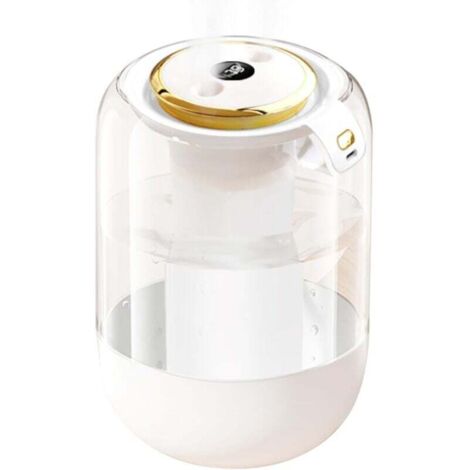 Humidificateur d'air, 2 litres, brume fraîche, fonctionnement silencieux, veilleuse aux tons chauds, convient aux maisons, aux chambres d'enfants et aux plantes, remplissage d'eau facile par le haut.