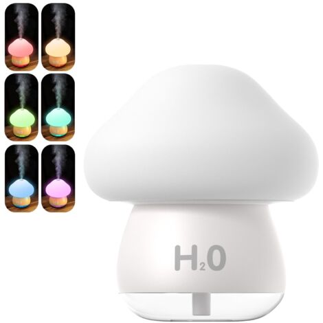 Humidificateur d'air à brume froide, diffuseur d'huiles essentielles en forme de champignon de 200 ml avec veilleuse tactile 7 couleurs, humidificateur de bureau personnel USB pour chambre à