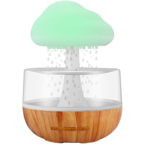Humidificateur d'air avec lampe pluie, diffuseur d'huiles essentielles et lampe effet nuage de pluie avec 7 couleurs de LED, idéal pour la maison, le bureau, la chambre, la relaxation et le sommeil.