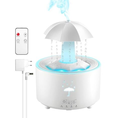 Humidificateur d'air avec Lampe Pluie pour Chambre, 300ml Diffuseur Huiles Essentielles, avec 7 Lumières LED de Couleur, Humidificateur d'air Lampe pour Maison, Bureau