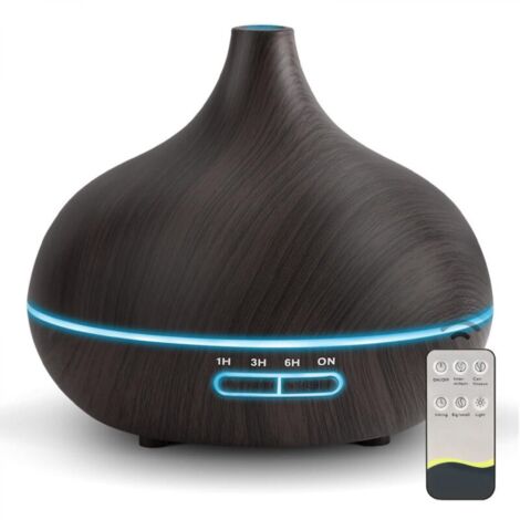 Humidificateur d'air intelligent en bois, diffuseur d'huiles essentielles avec télécommande, lumière 7 couleurs, 550 ml