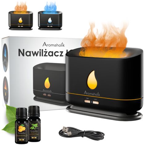 Humidificateur d'air pour huiles essentielles avec effet flamme LED (cadeau)