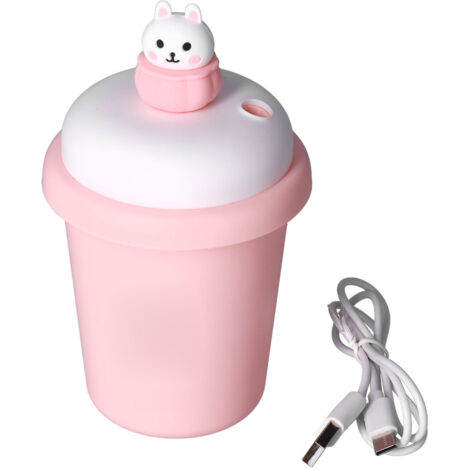 Humidificateur de Bureau en Forme de Tasse à Thé Rose, Purificateur d'Air pour Chambre et Chevet