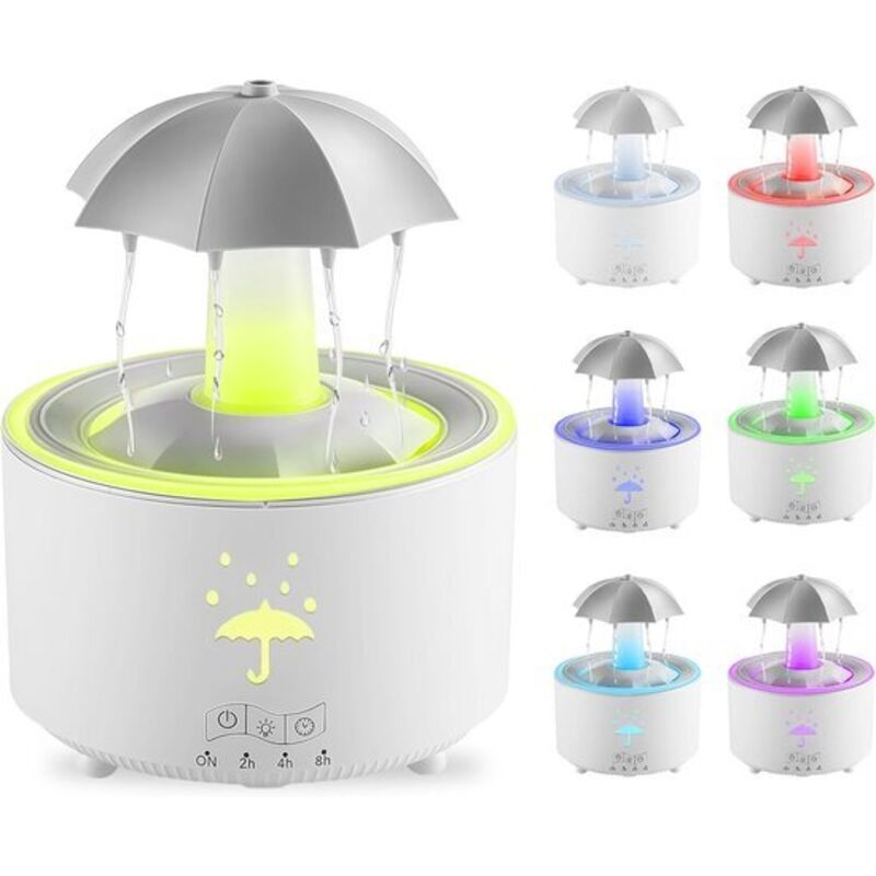 Humidificateur de chambre rotatif 300 ml avec télécommande et minuterie - Diffuseur d'huiles essentielles LED 7 couleurs - Humidificateur de chambre
