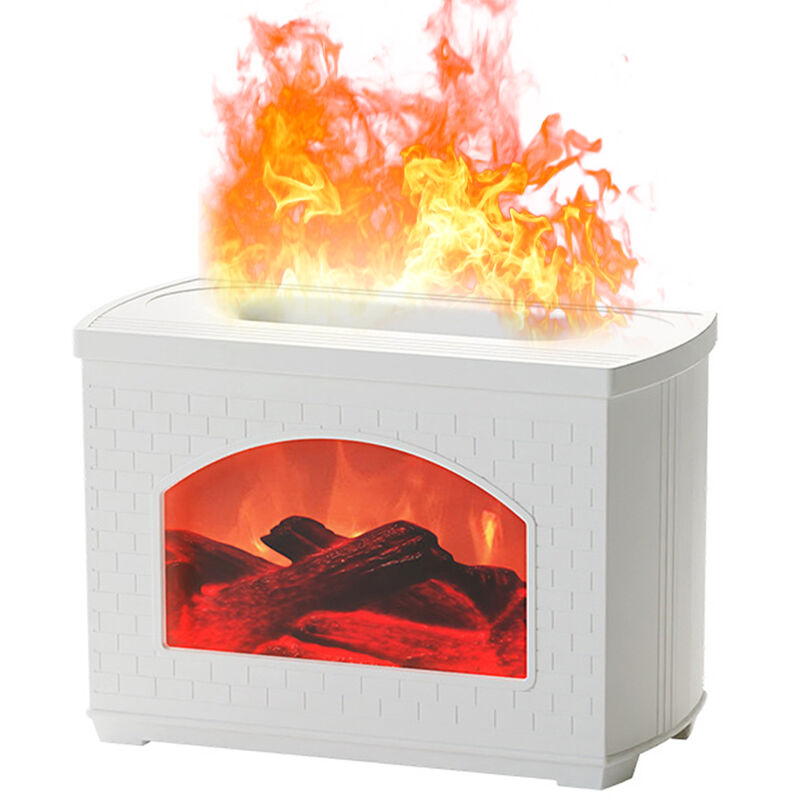 Humidificateur de flamme de cheminée simulée, effet d'éclairage diffuseur d'huiles essentielles atomisées 3D, protection contre le manque d'eau et