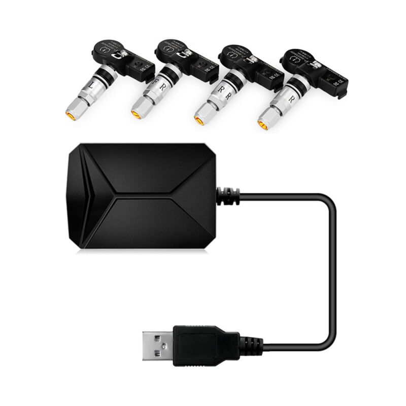 LIFCAUSAL Système d'Alarme TPMS avec 4 Capteurs Internes pour Android Surveillance de Pression des Pneus par Transmission Sans Fil via USB