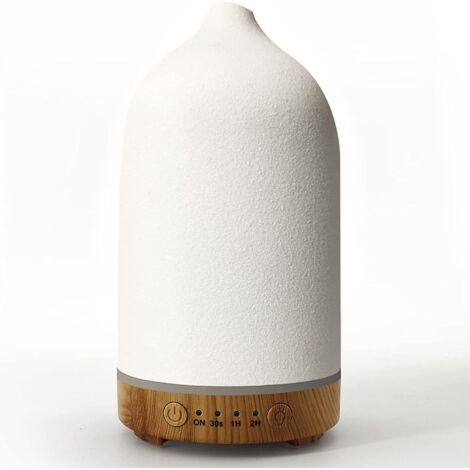 Humidificateur en céramique à grain de bois 250 ml, diffuseur d'huiles essentielles d'aromathérapie, norme européenne, blanc