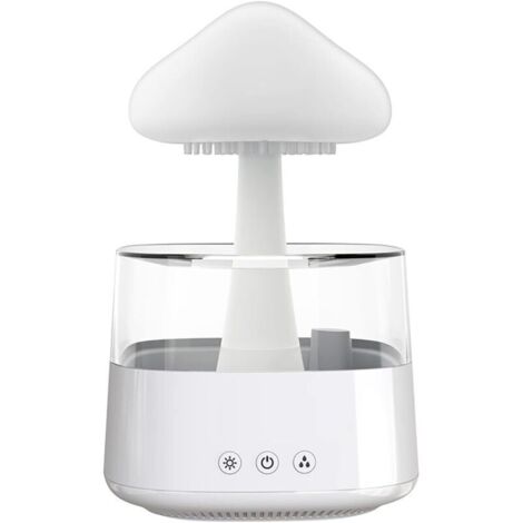 Humidificateur en Forme de Nuage de Pluie, diffuseur d'huiles essentielles, Jolie veilleuse en Forme de Champignon avec 7 Couleurs changeantes, Fontaine de Bureau, Goutte d'eau sonore pour (Blanc)