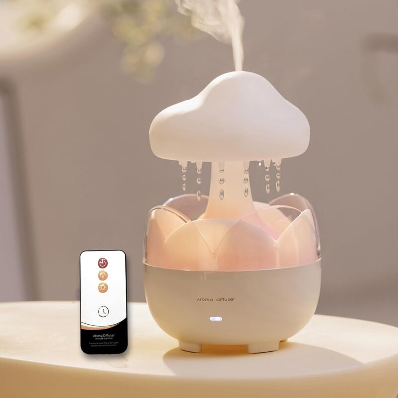 Humidificateur portable, capacité de 230 ml, diffuseur d'huiles essentielles nuage avec veilleuse et arrêt automatique sans eau, pour bureau, chambre