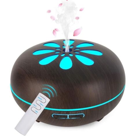 Humidificateur ultrasonique amélioré, diffuseur de parfum électrique, brumisateur d'arômes avec télécommande, 7 couleurs changeantes, arrêt automatique, diffuseur d'huiles essentielles, 550 ml, marron