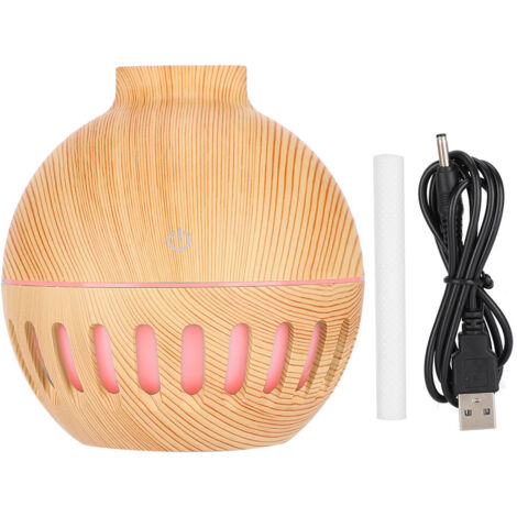 Humidificateur USB 130ml avec Diffuseur d'Aromathérapie et Veilleuse - Design Grain de Bois Léger pour Bureau et Maison
