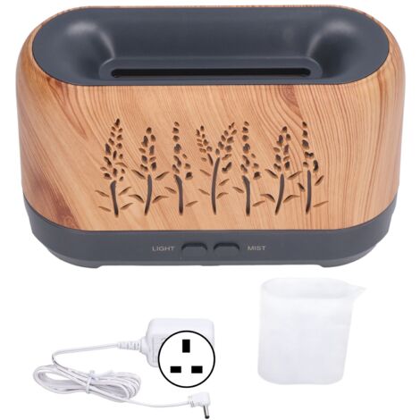 Humidifier 200ml Aroma Diffuser Wood Grain Flame Pattern Light Low Noise 100‑240VUK Plug